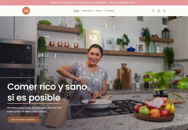 Captura del sitio web de Cocina de Addy